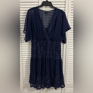 Torrid Navy Blue Lace Overlay Short Sleeve Spring Summer Dress, Sz 00